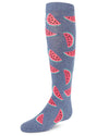 Fruity Fun Watermelon Girls Cotton Blend Knee-High Socks : Color: Denim