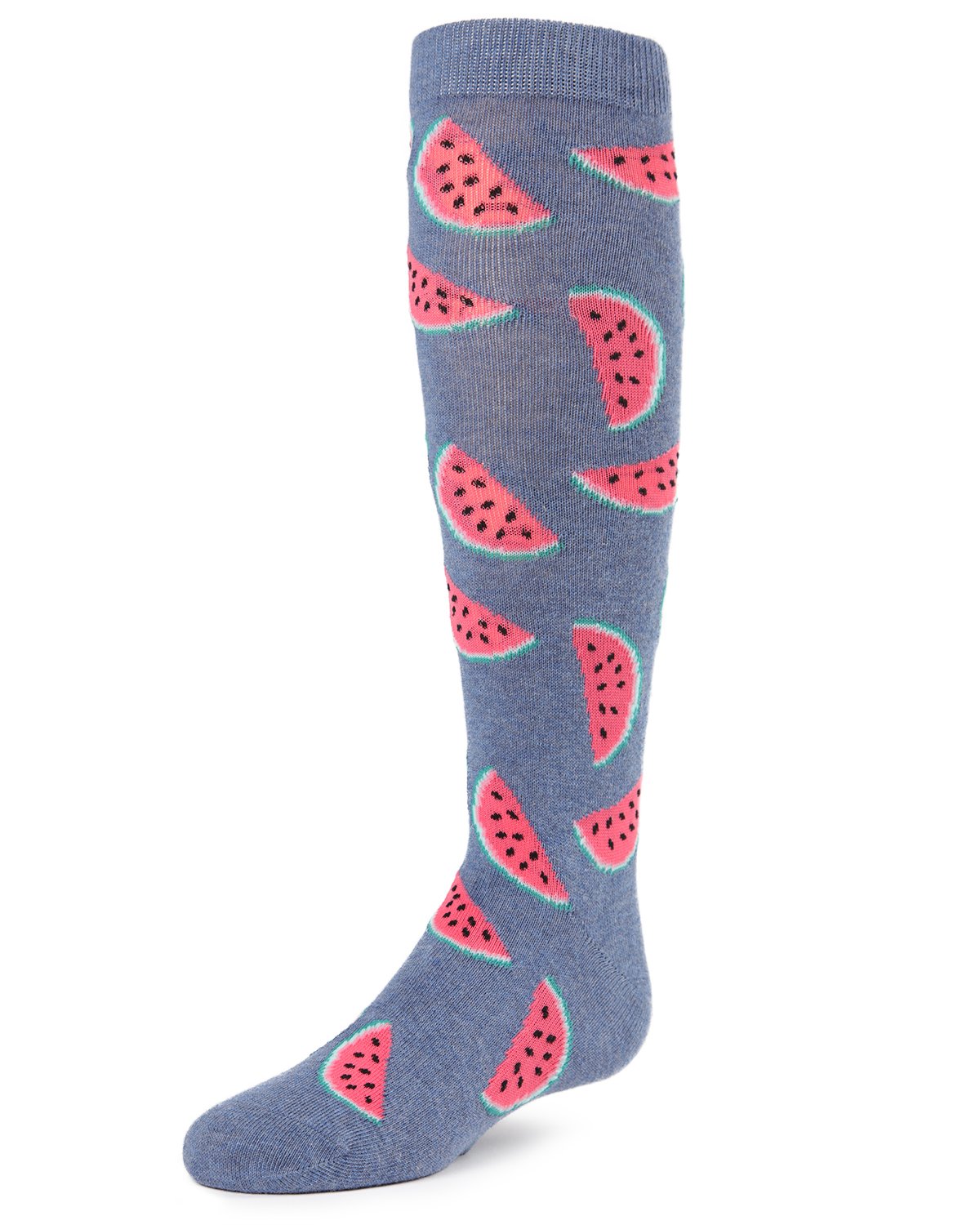 Fruity Fun Watermelon Girls Cotton Blend Knee-High Socks : Color: Denim