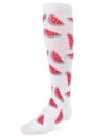 Fruity Fun Watermelon Girls Cotton Blend Knee-High Socks : Color: White