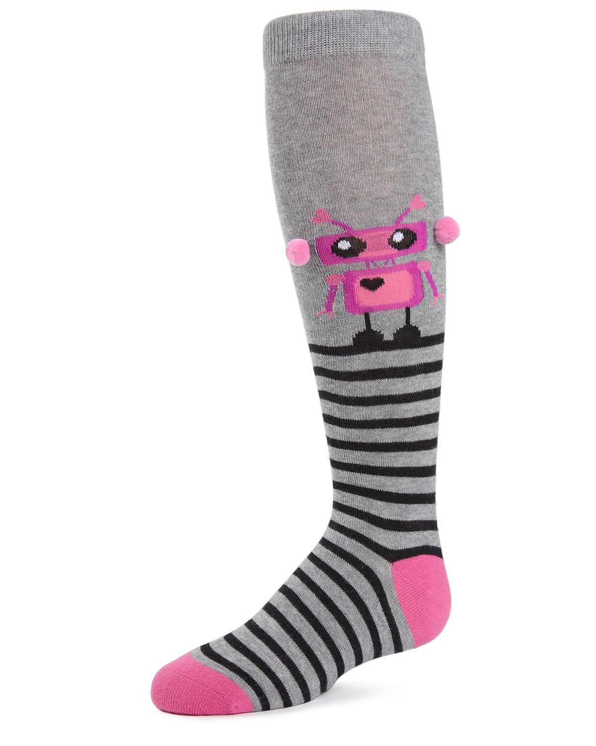 Rockin’ Robots Girls Knee Socks : Color: Light Gray