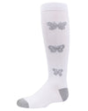 Girls' Glitter Butterfly Cotton Knee High Socks : Color: White