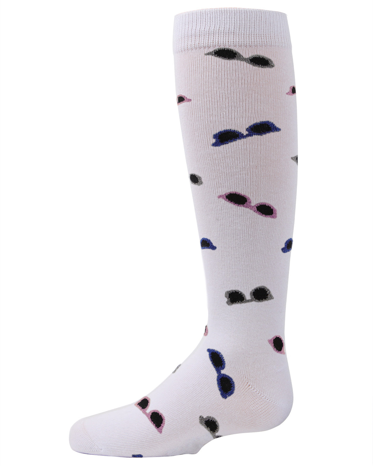 Girls' Glitzy Sunglasses Knee-High Socks : Color: White
