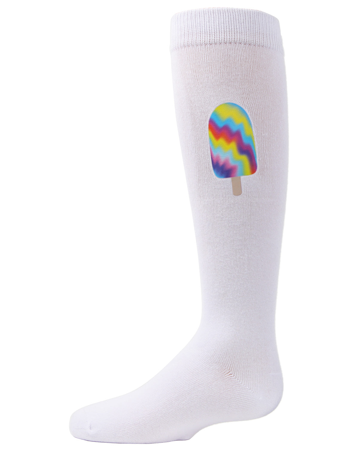 Girls' Tie-Dye Popsicle Knee-High Socks : Color: White