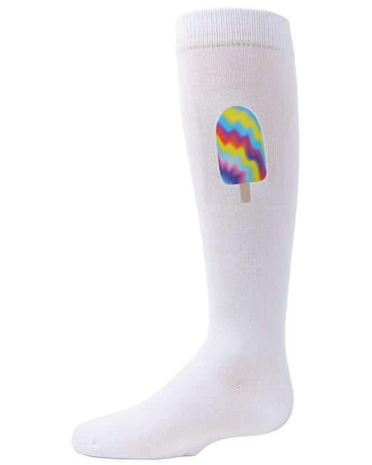 Girls' Tie-Dye Popsicle Knee-High Socks : Color: White