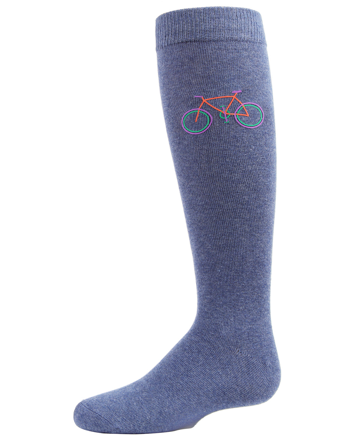 Girls' Embroidered Bicycle Knee-High Socks : Color: Denim