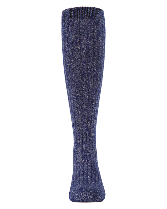 Girls' Ribbed Shimmer Knee-High Socks : Color: Navy