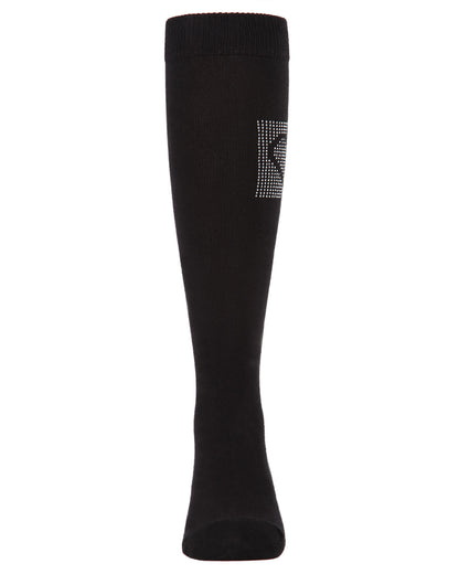 Rhinestone Heart Girls Knee High Cotton Blend Socks : Color: Black