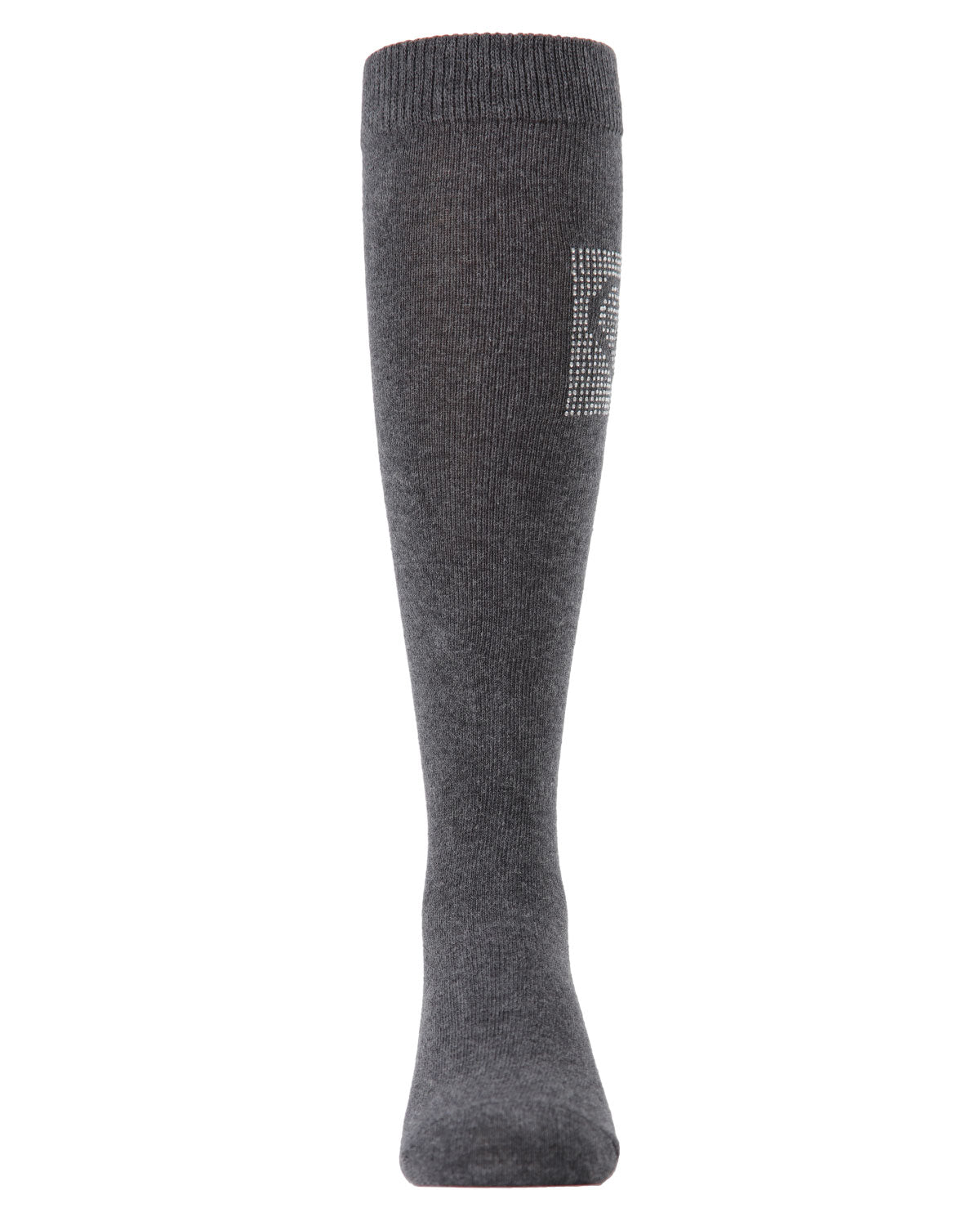 Rhinestone Heart Girls Knee High Cotton Blend Socks : Color: Charcoal