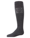 Rhinestone Heart Girls Knee High Cotton Blend Socks : Color: Charcoal