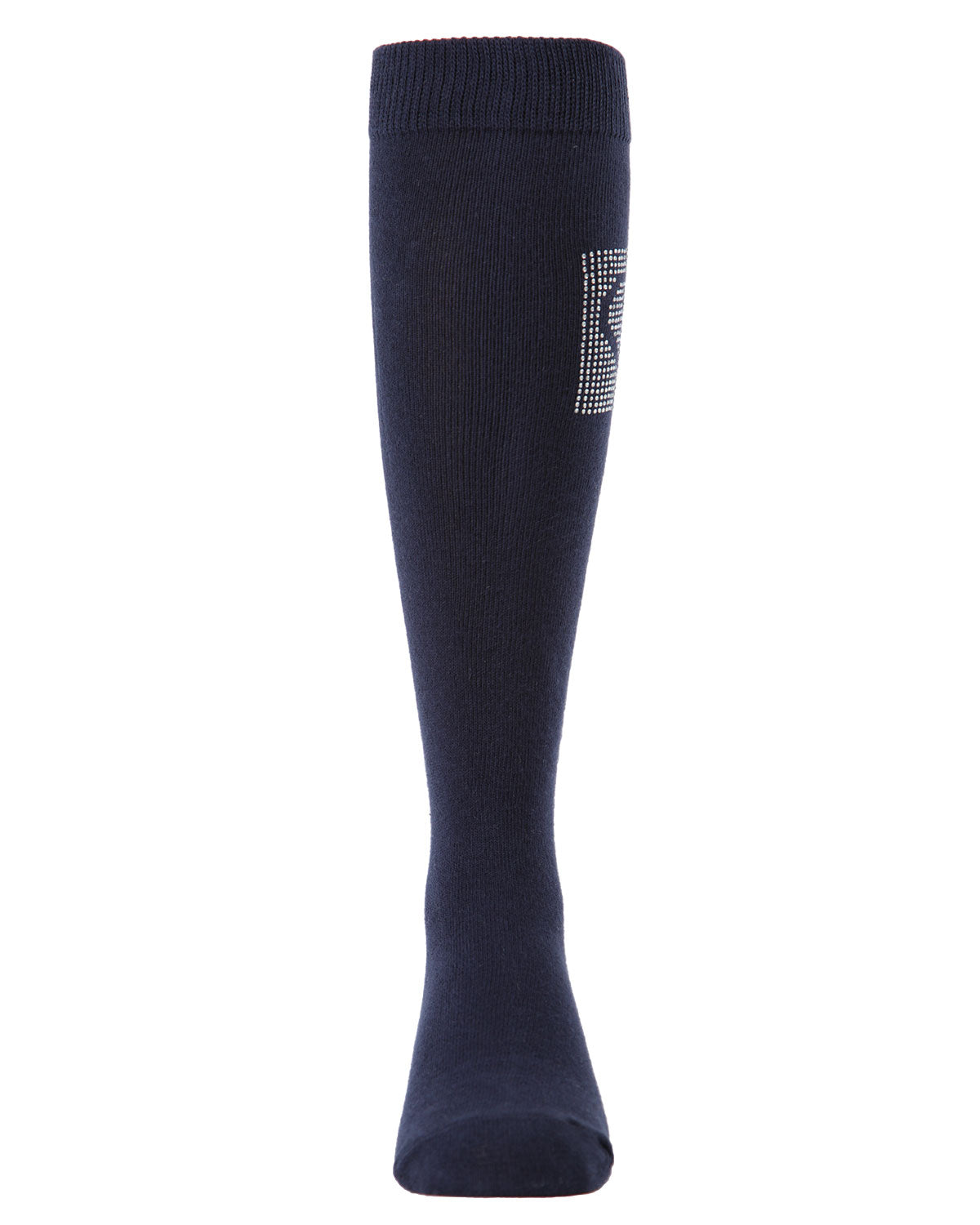 Rhinestone Heart Girls Knee High Cotton Blend Socks : Color: Navy