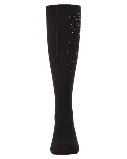 Girls' Ribbed Gemstone Knee High Socks : Color: Black