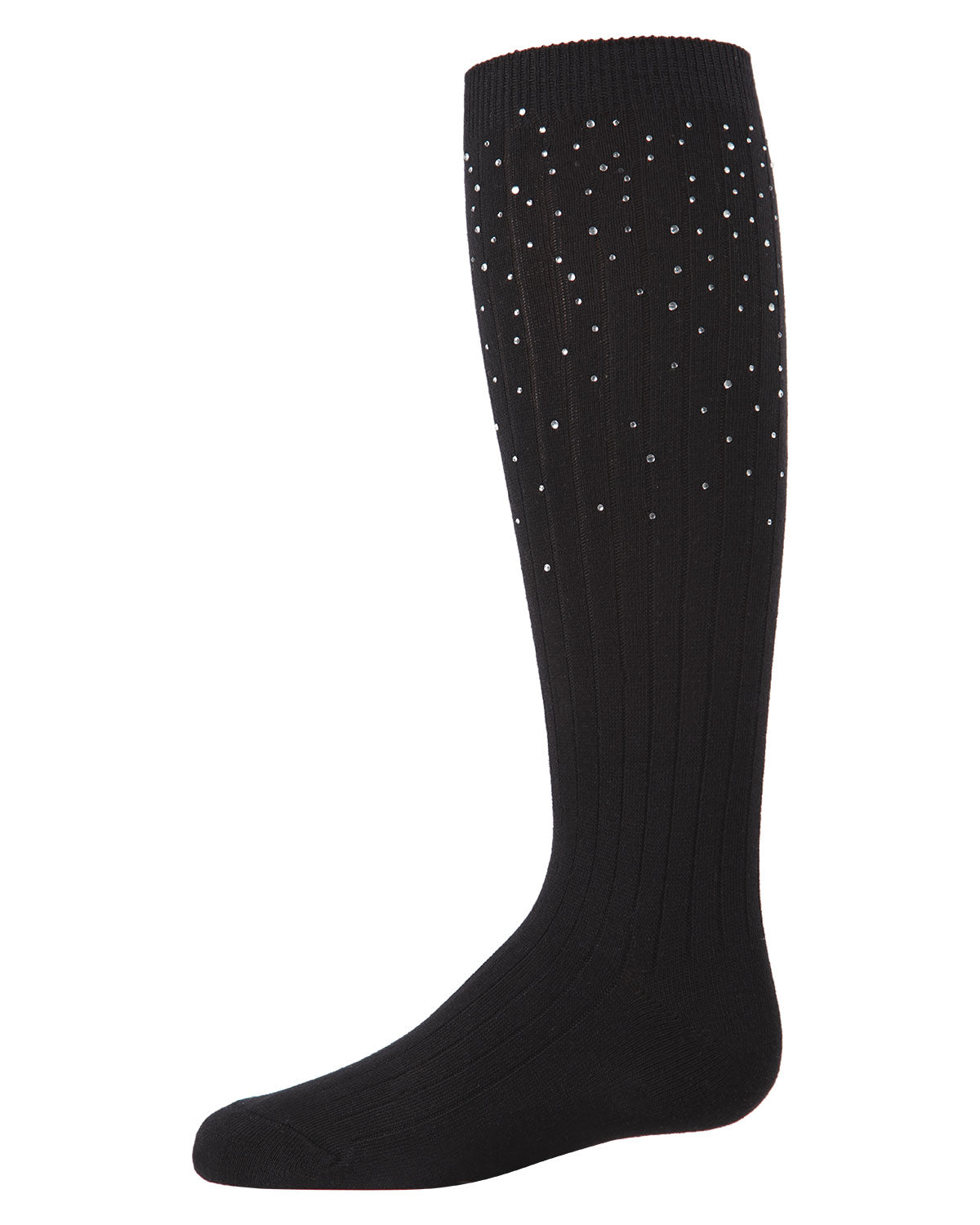 Girls' Ribbed Gemstone Knee High Socks : Color: Black