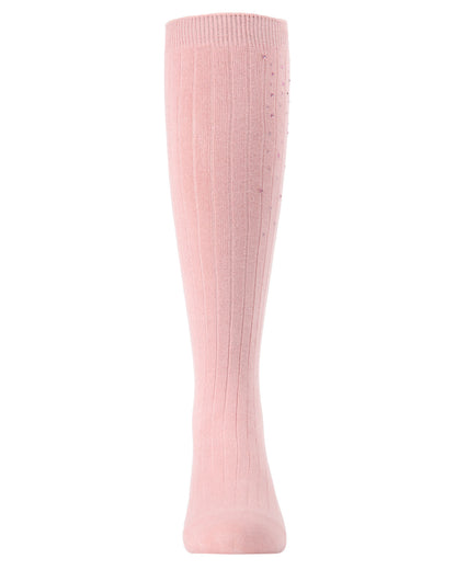 Girls' Ribbed Gemstone Knee High Socks : Color: Blush Pink