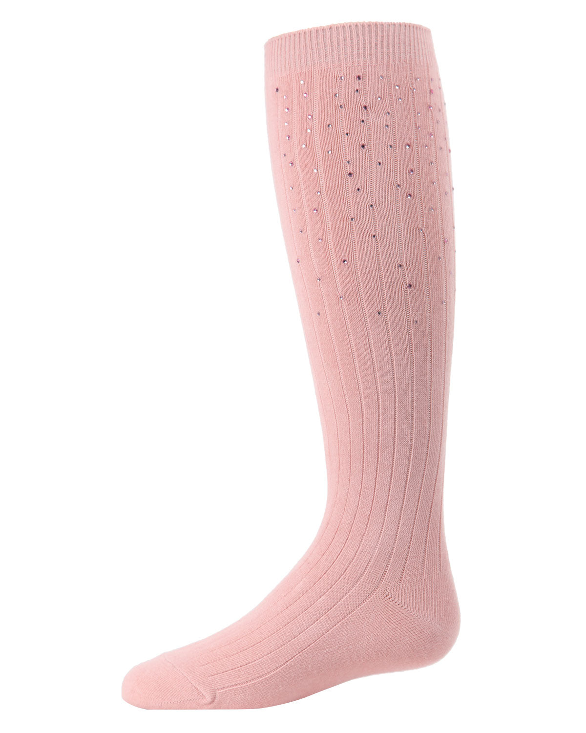 Girls' Ribbed Gemstone Knee High Socks : Color: Blush Pink