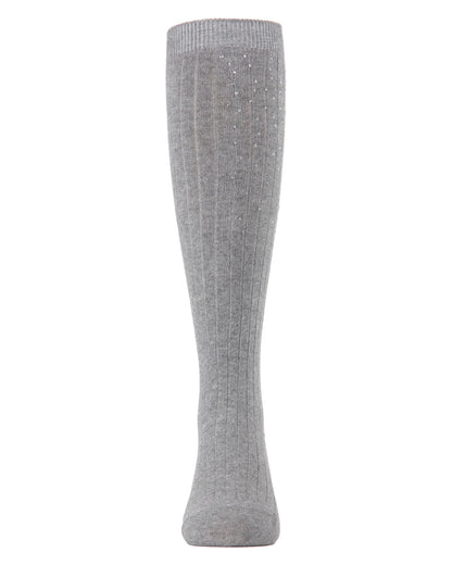 Girls' Ribbed Gemstone Knee High Socks : Color: Medium Gray Heather