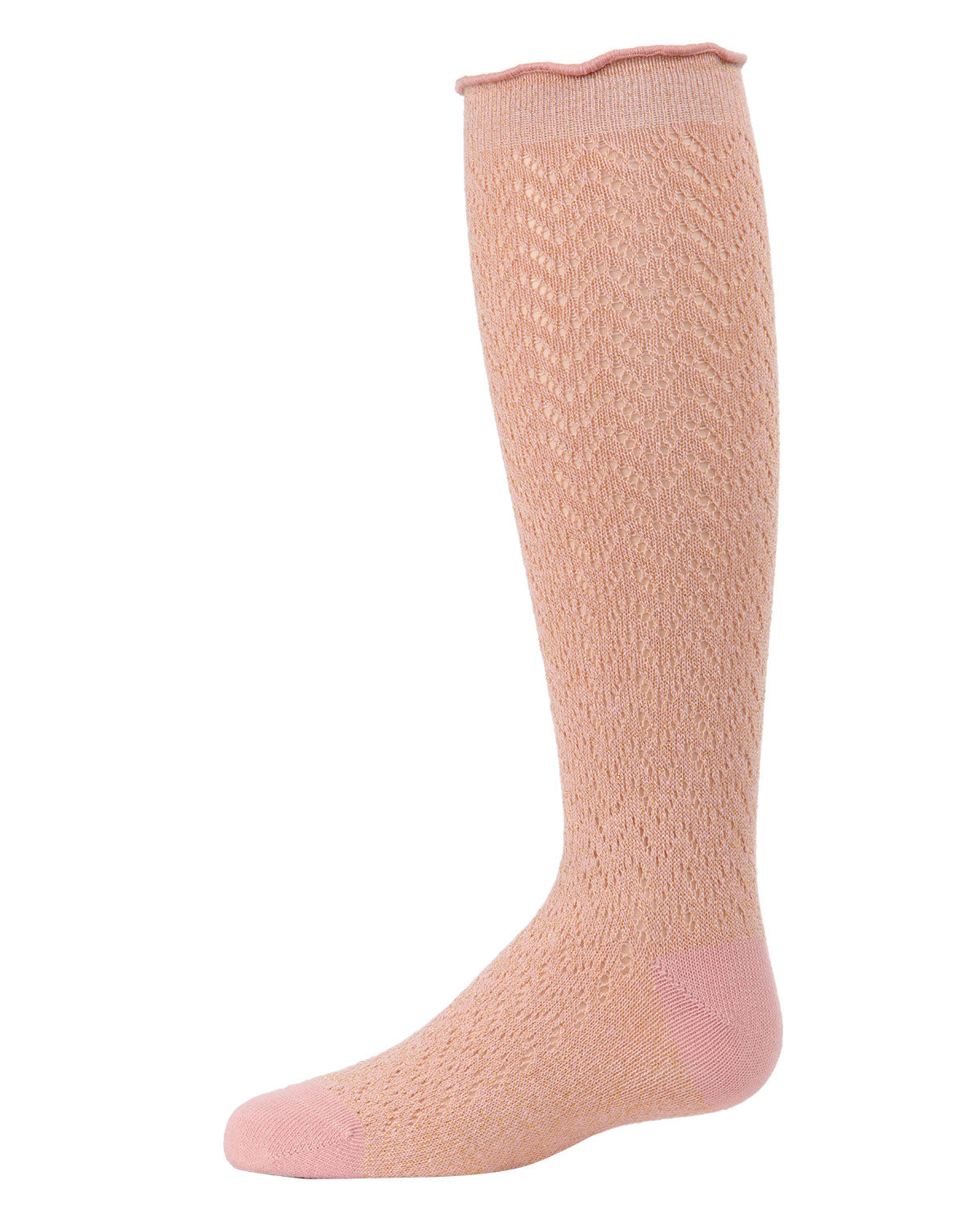 Open Work Shimmer Cotton Blend Knee High Socks