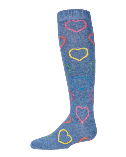 Dazzling Hearts Girls Cotton Blend Knee High Socks : Color: Denim