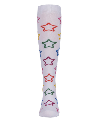 Girls' Star Shine Knee-High Socks : Color: White