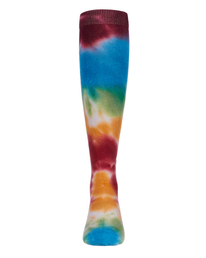 Retro Tie-Dye Girls Cotton Blend Knee High Socks : Color: Multi