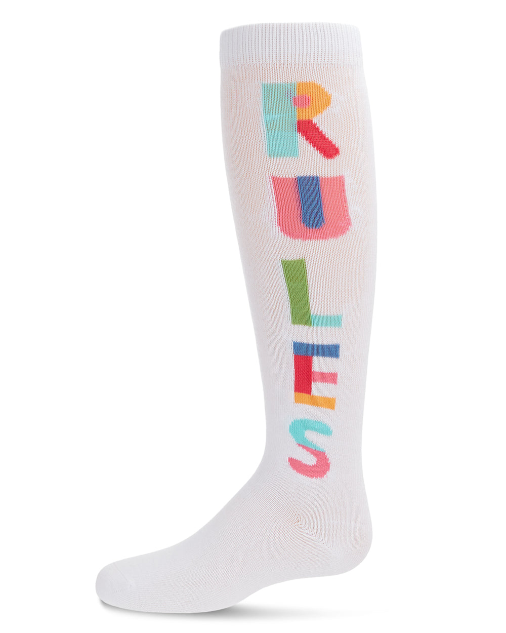 Camp Rules Girls Knee High Sock : Color: White