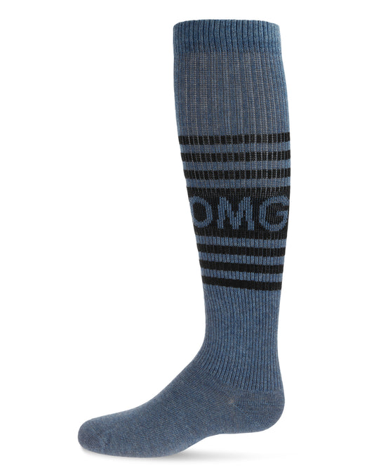 OMG Girls Cotton Blend Knee High Sock : Color: Med Denim Heather