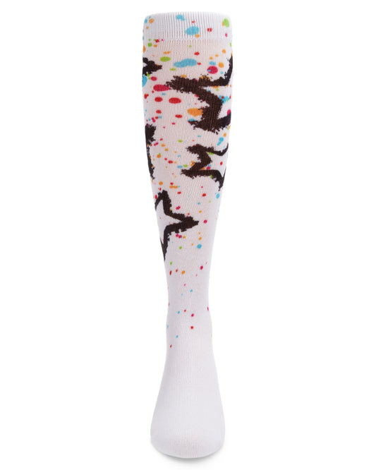 Girls' Graffiti Star Knee-High Socks : Color: White