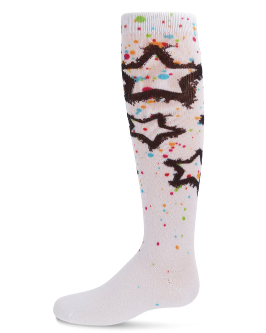 Girls' Graffiti Star Knee-High Socks : Color: White