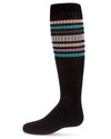 Girls' Metallic Sport Stripe Knee-High Socks : Color: Black