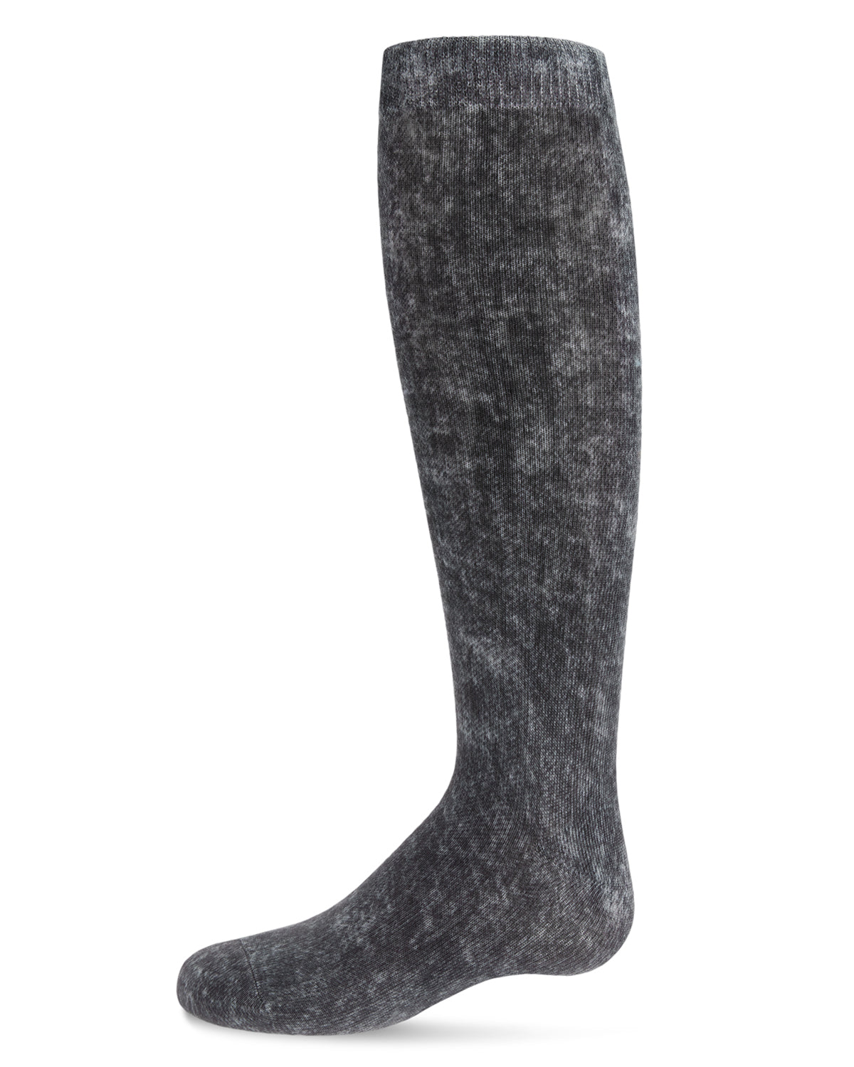 Distressed Wash Denim-Look Girls Knee High Socks : Color: Black