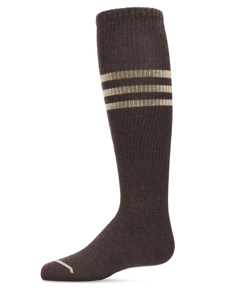 Thin Ribbed Sport Stripe Cotton Blend Knee High Socks