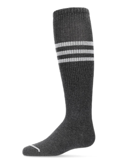 Thin Ribbed Sport Stripe Cotton Blend Knee High Socks : Color: Dark Gray