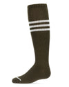 Thin Ribbed Sport Stripe Cotton Blend Knee High Socks : Color: Olive