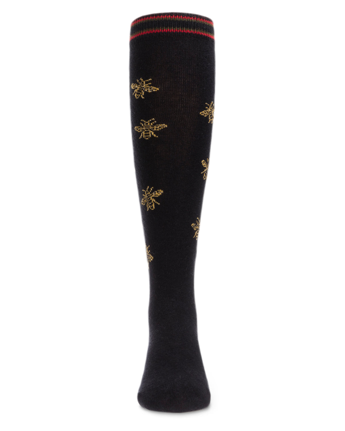 Striped Bee Cotton Blend Knee High Sock : Color: Black