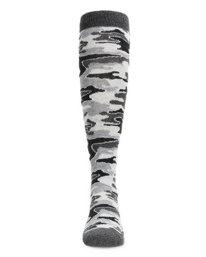 Girls' Lurex Camo Knee High Socks : Color: Gray