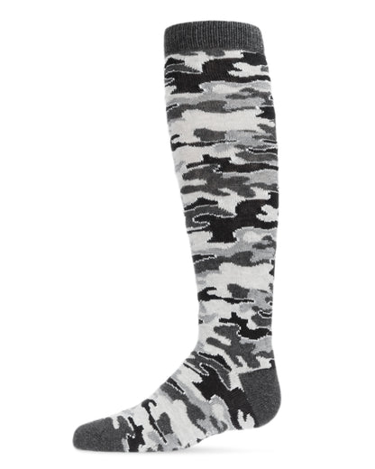 Girls' Lurex Camo Knee High Socks : Color: Gray