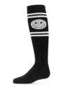 Girls' Athletic Smiley Cotton Blend Knee High Socks : Color: Black