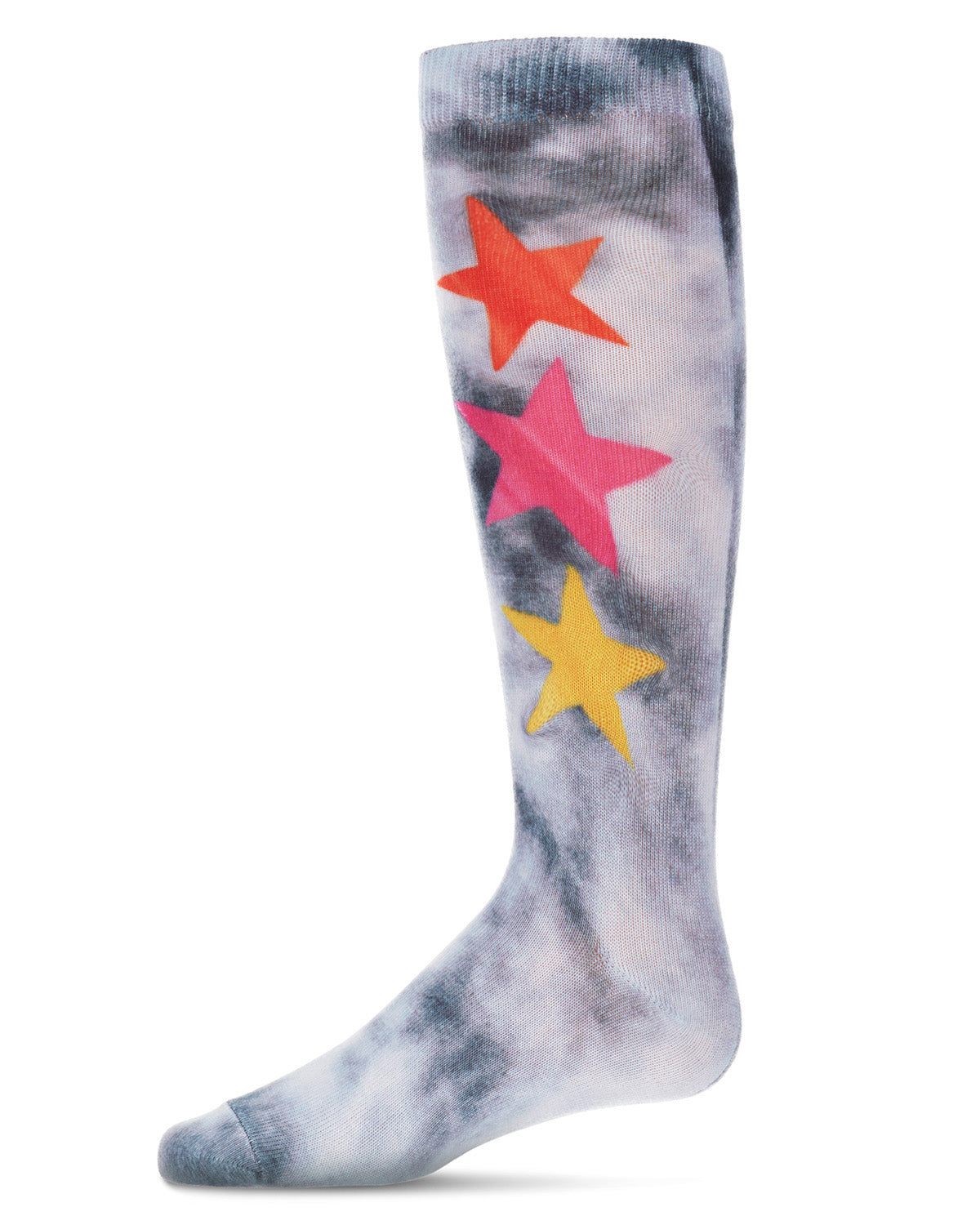 Tie Dye Star Girls Knee High Sock : Color: Black