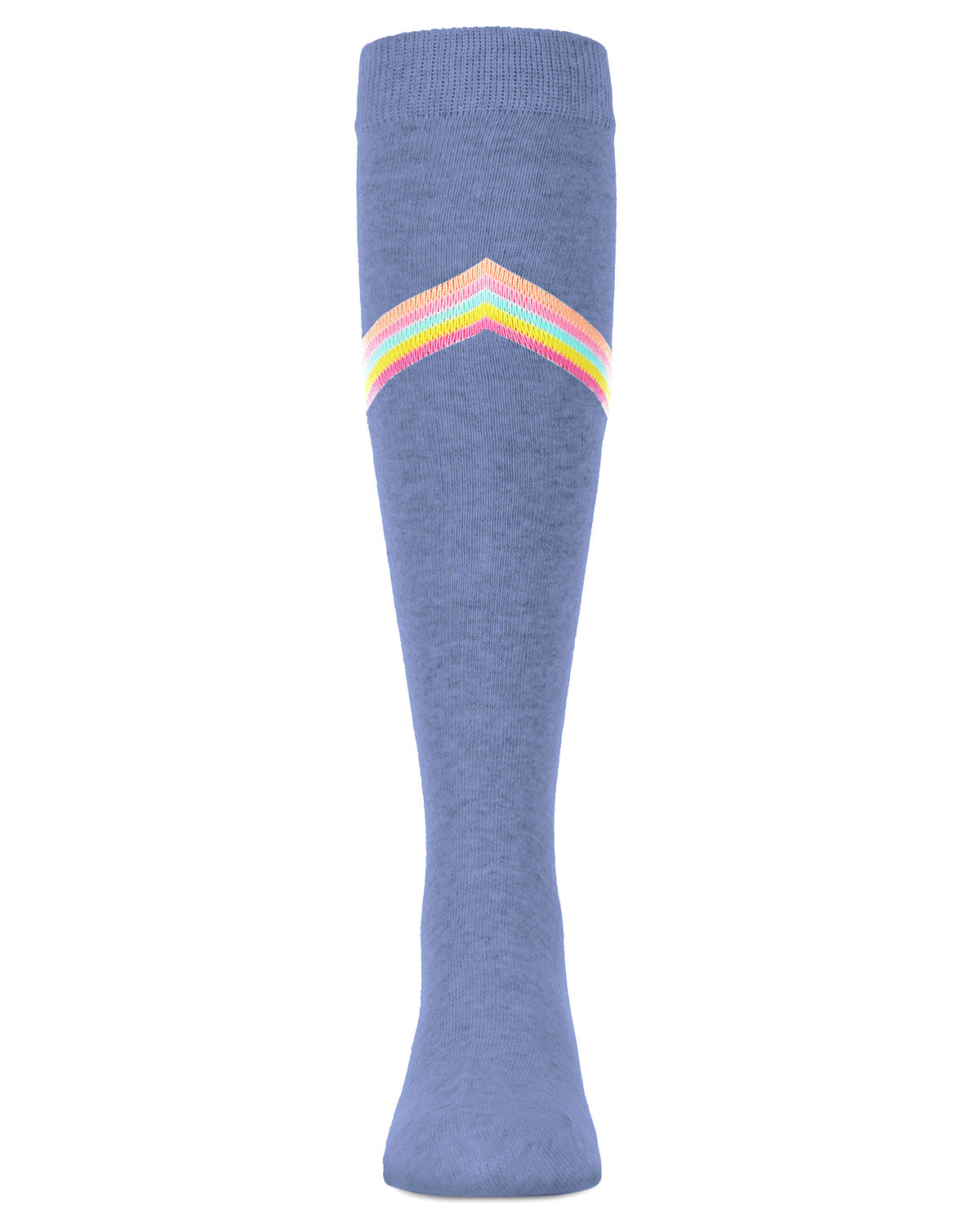 V Stripe Lurex Cotton Blend Knee High Socks : Color: Light Denim