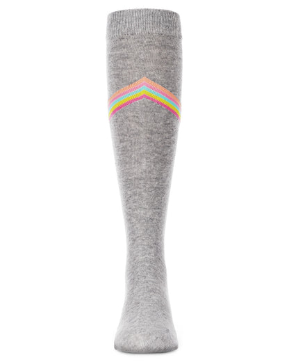 V Stripe Lurex Cotton Blend Knee High Socks : Color: Lt Gray Heather
