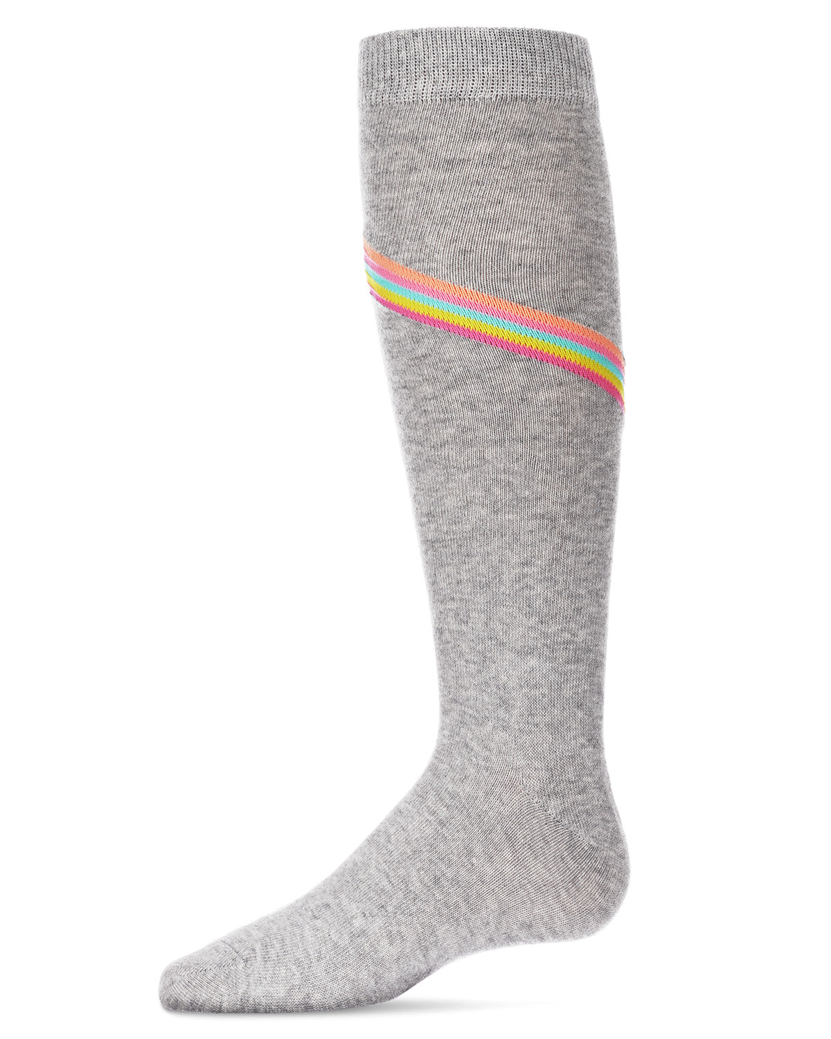 V Stripe Lurex Cotton Blend Knee High Socks : Color: Lt Gray Heather