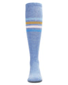 Thin Ribbed Athletic Stripe Cotton Blend Knee High Socks : Color: Light Denim