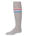 Thin Ribbed Athletic Stripe Cotton Blend Knee High Socks : Color: Light Gray