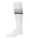 Thin Ribbed Athletic Stripe Cotton Blend Knee High Socks : Color: White-Gray-Black