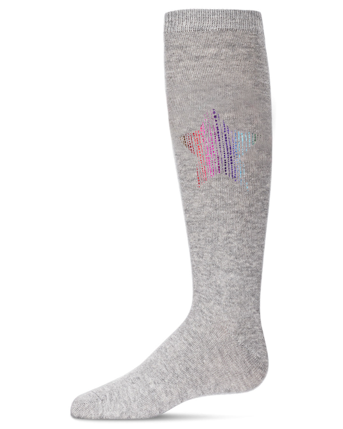 Metallic Star Cotton Blend Knee High Sock : Color: Light Gray