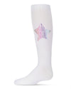 Metallic Star Cotton Blend Knee High Sock : Color: White