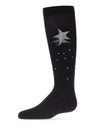 Shooting Star Sparkle Cotton Blend Knee High Socks : Color: Black