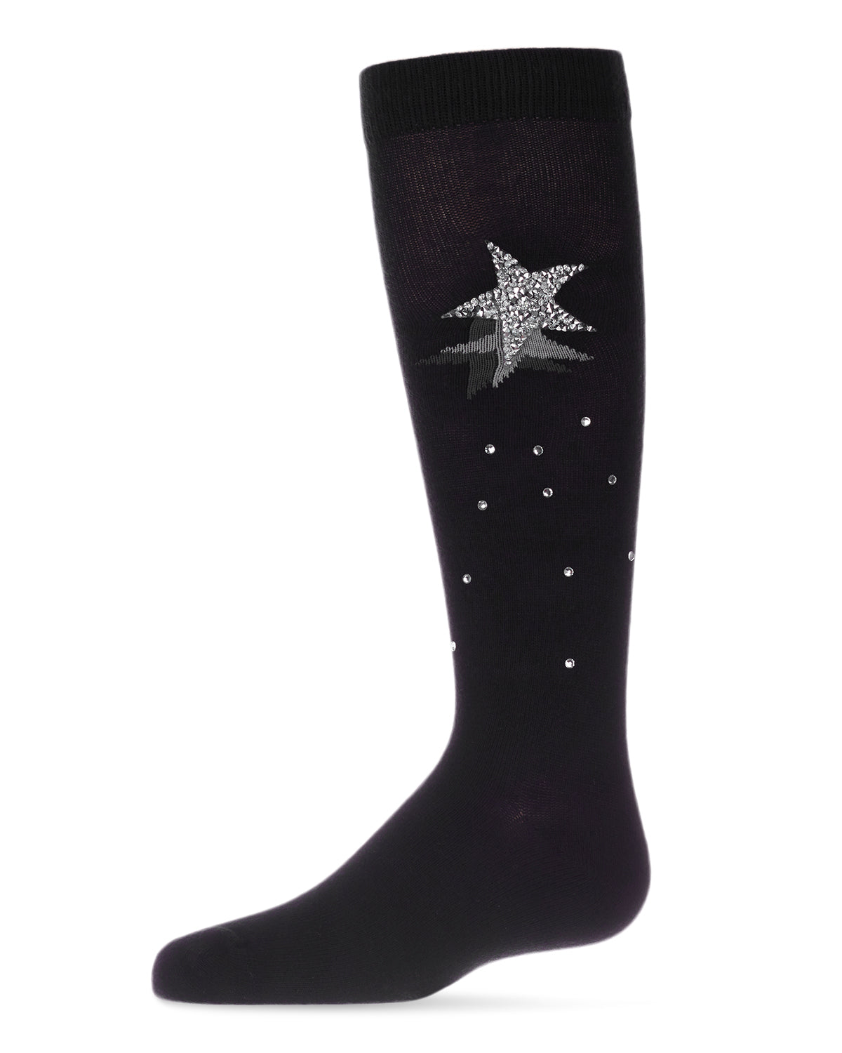 Shooting Star Sparkle Cotton Blend Knee High Socks : Color: Black