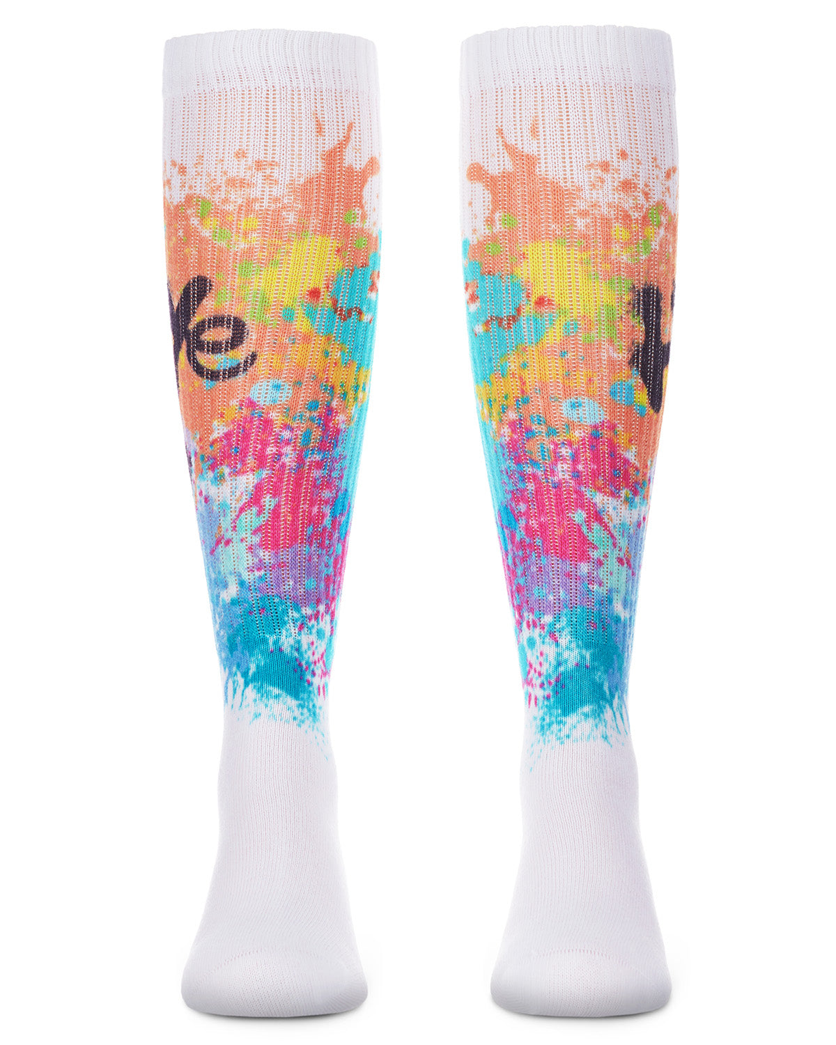 Hi-Bye Graffiti Cotton Blend Knee High Socks : Color: White