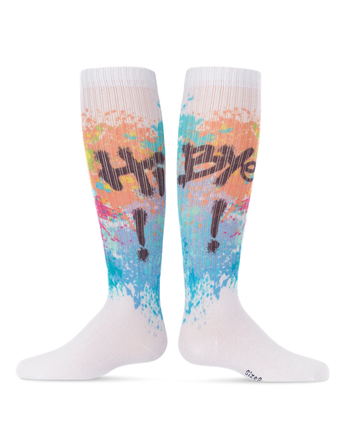 Hi-Bye Graffiti Cotton Blend Knee High Socks : Color: White