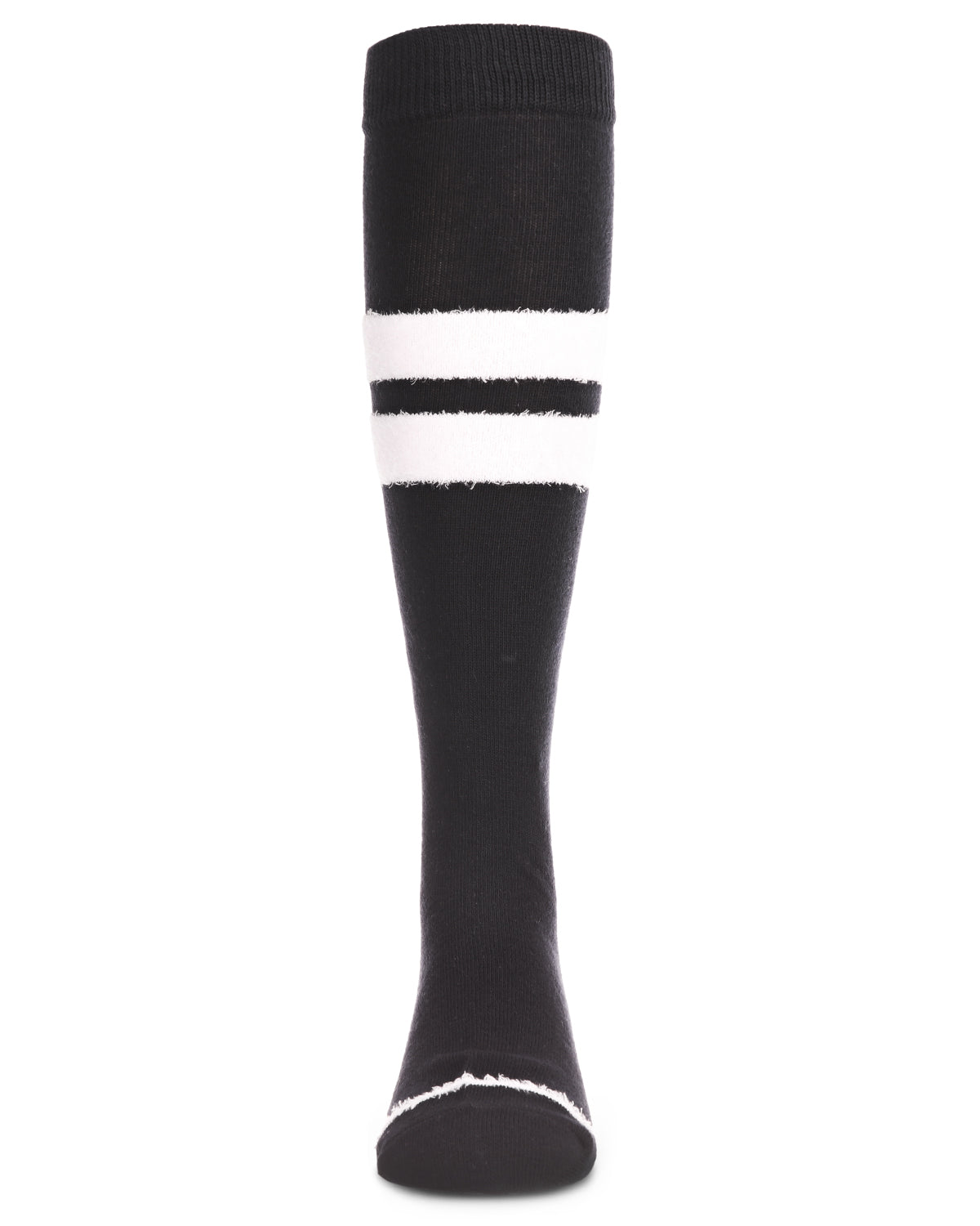 Fuzzy Stripe Cotton Blend Knee High Socks : Color: Black